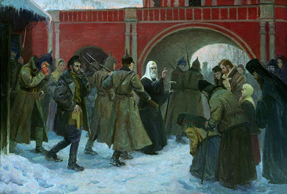Ф. Москвитин. «Арест Патриарха Тихона». Изображение с сайта hram-troicy.prihod.ru